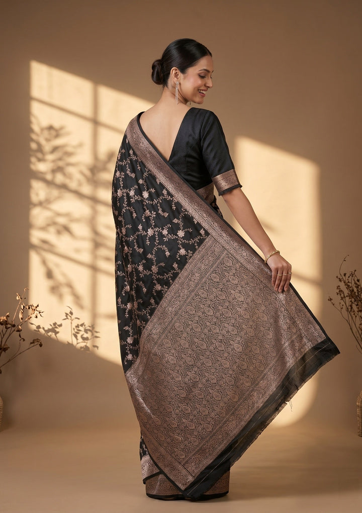 Black Banarasi Art Silk Saree