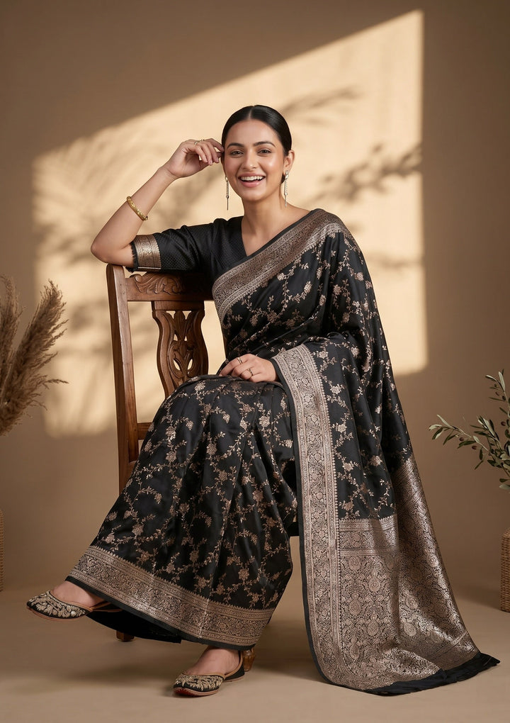 Black Banarasi Art Silk Saree