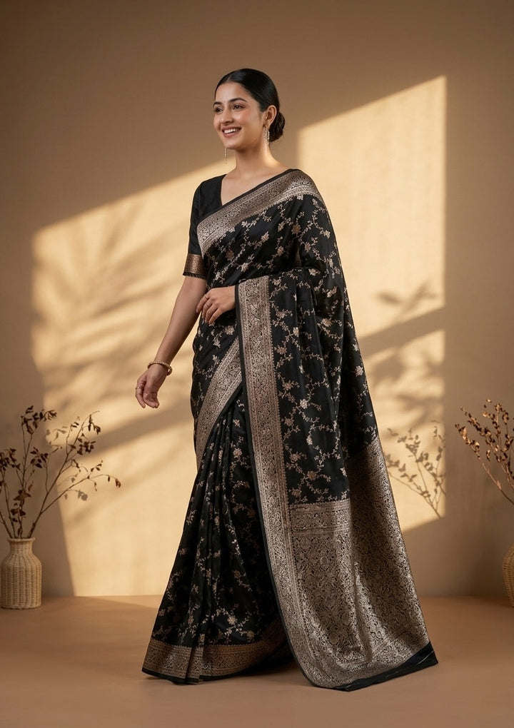 Black Banarasi Art Silk Saree