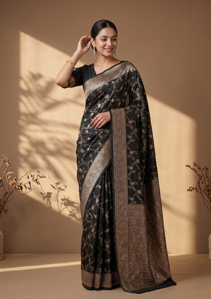Black Banarasi Art Silk Saree