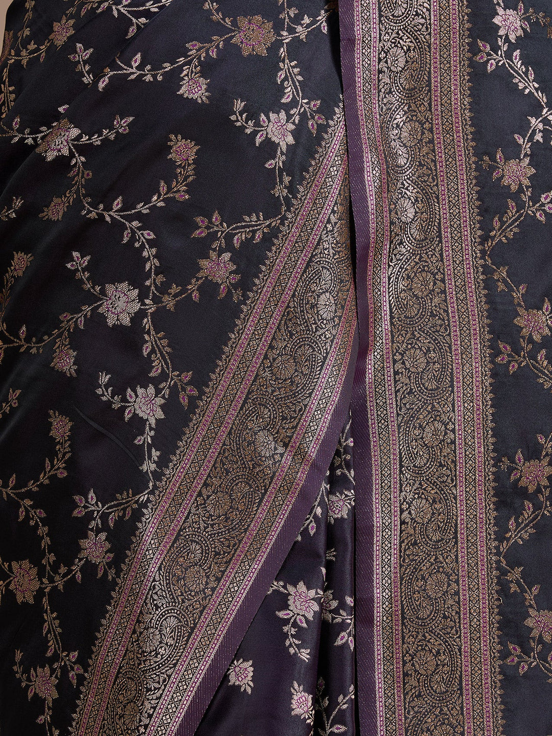 Wine Banarasi Art Silk Saree
