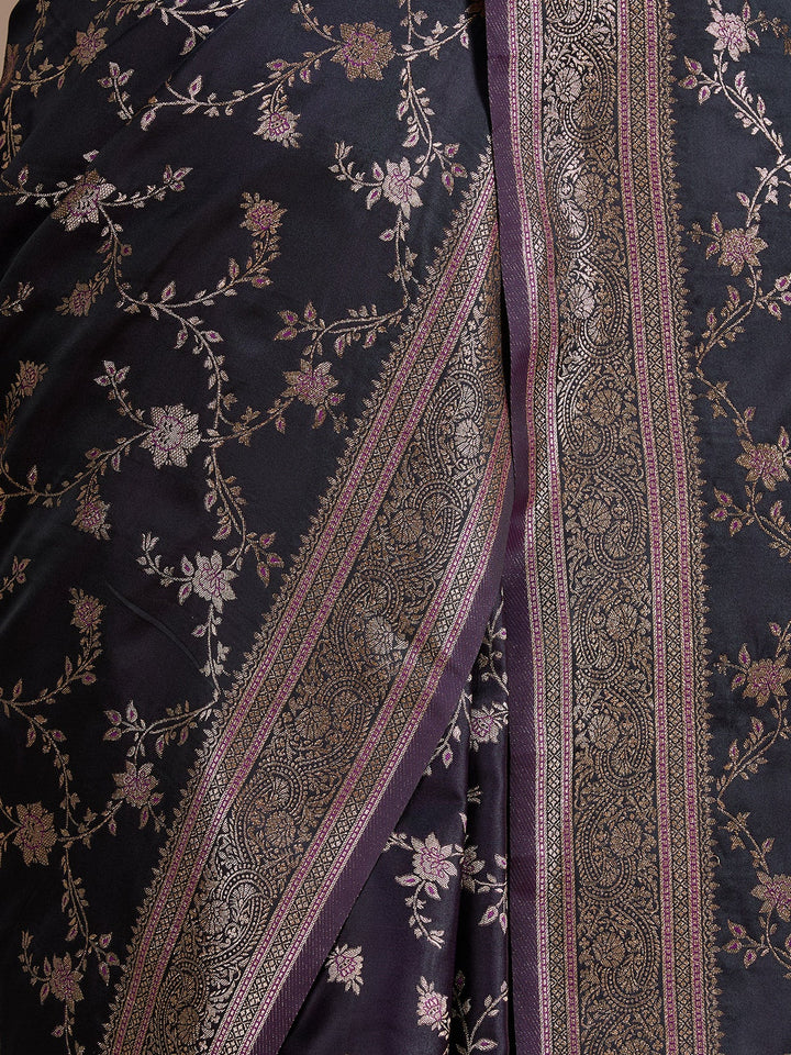 Wine Banarasi Art Silk Saree