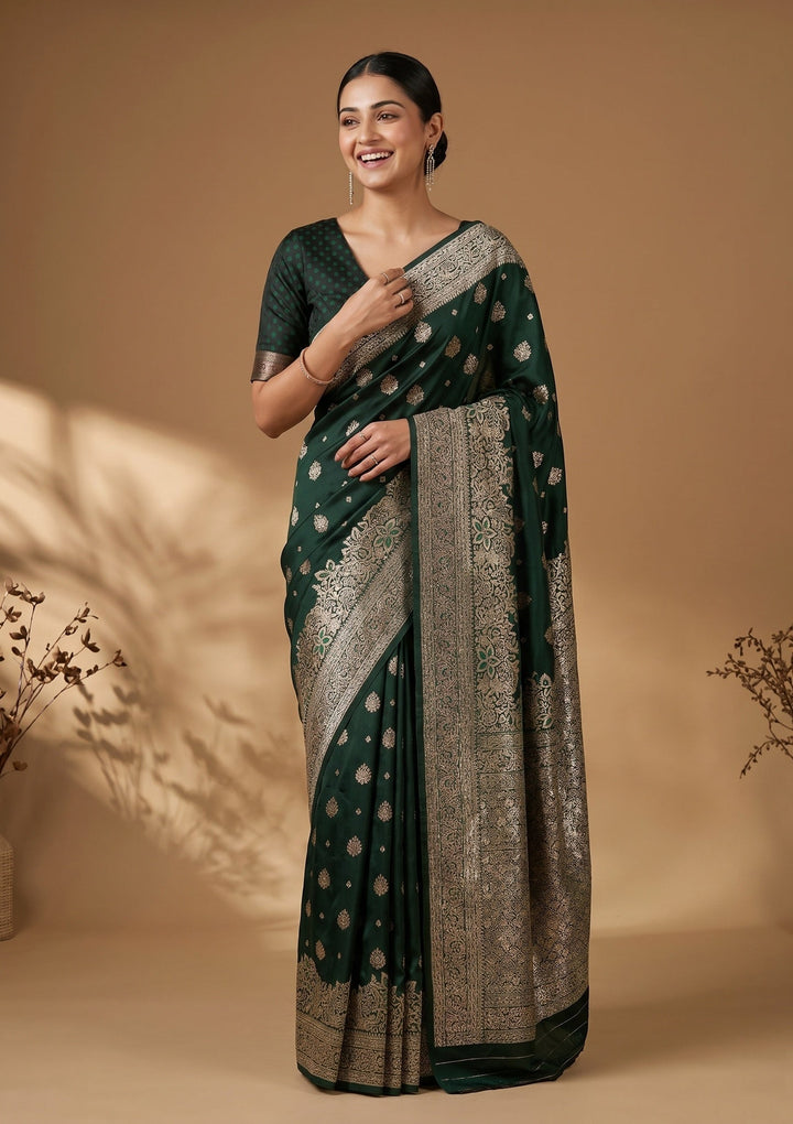 Bottle Green Banarasi Art Silk Saree