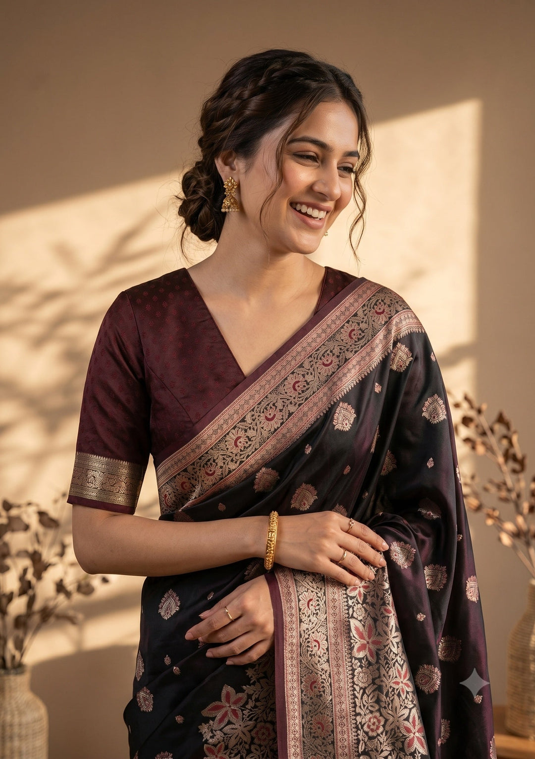 Maroon Banarasi Art Silk Saree
