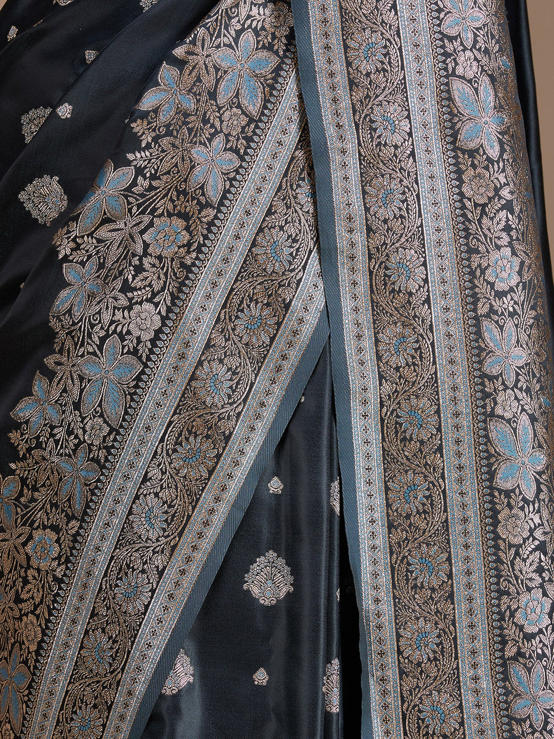 Peacock Blue Banarasi Art Silk Saree
