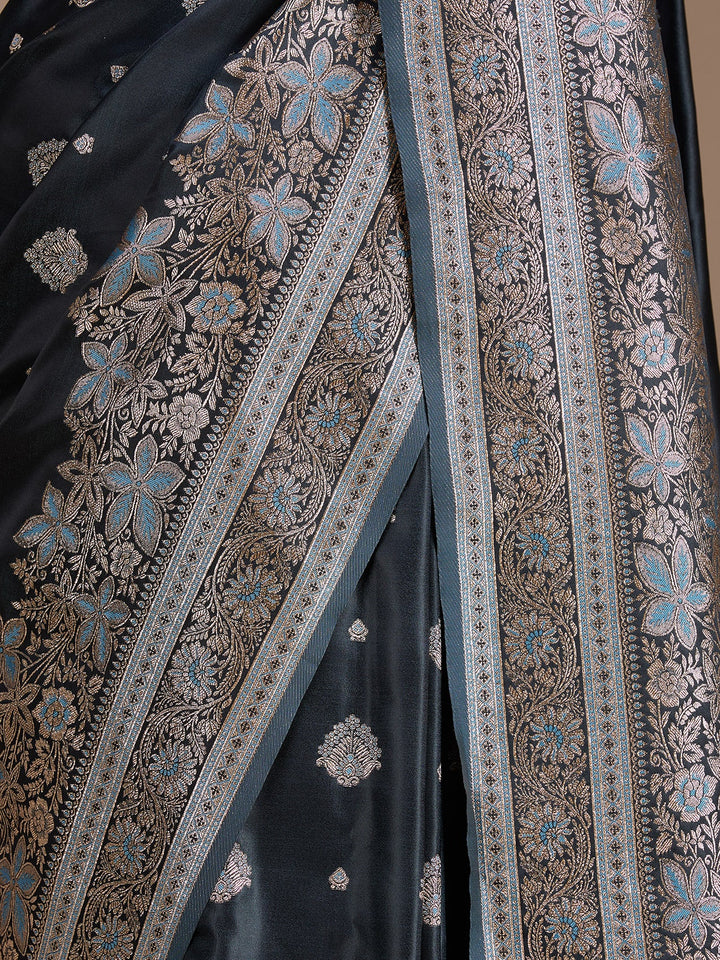 Peacock Blue Banarasi Art Silk Saree