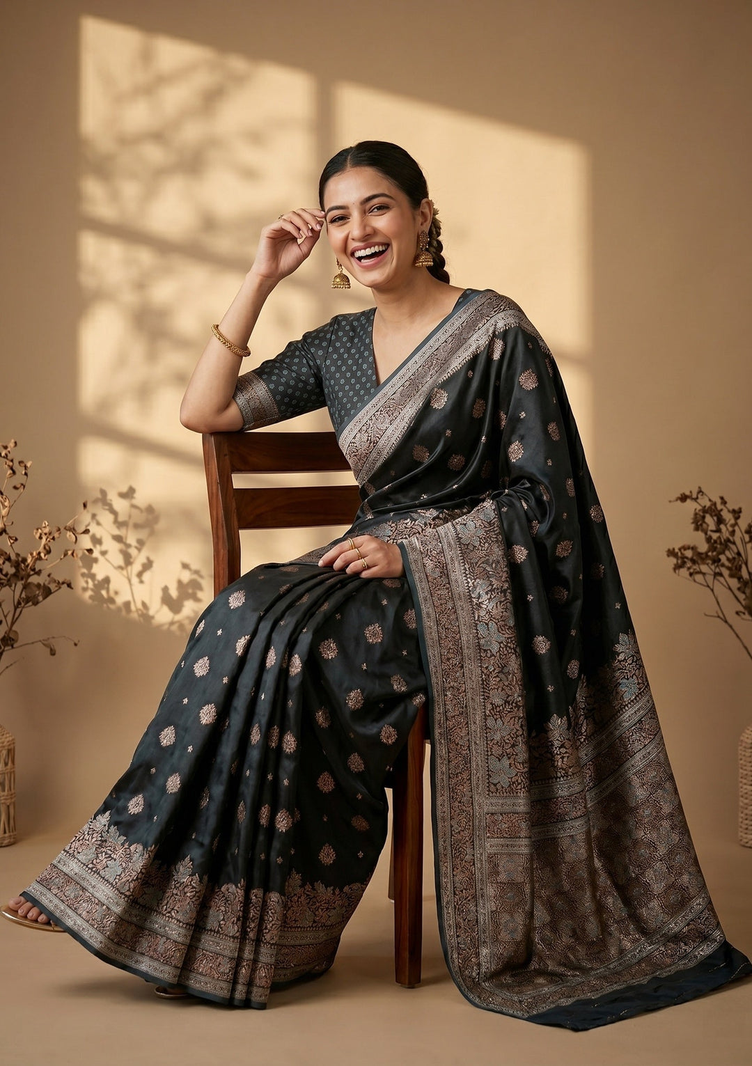 Peacock Blue Banarasi Art Silk Saree
