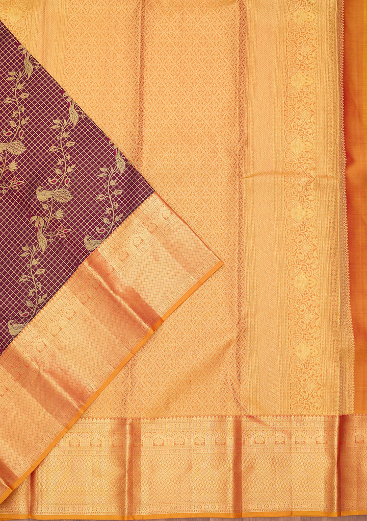 Wine Dharmavaram Pure Silk Saree