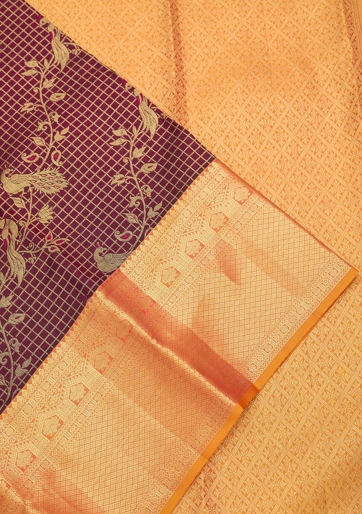 Wine Dharmavaram Pure Silk Saree