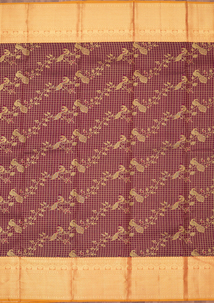 Wine Dharmavaram Pure Silk Saree