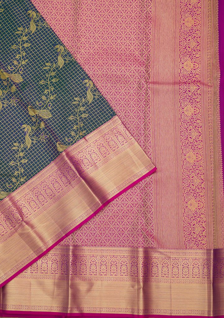 Peacock Blue Dharmavaram Pure Silk Saree