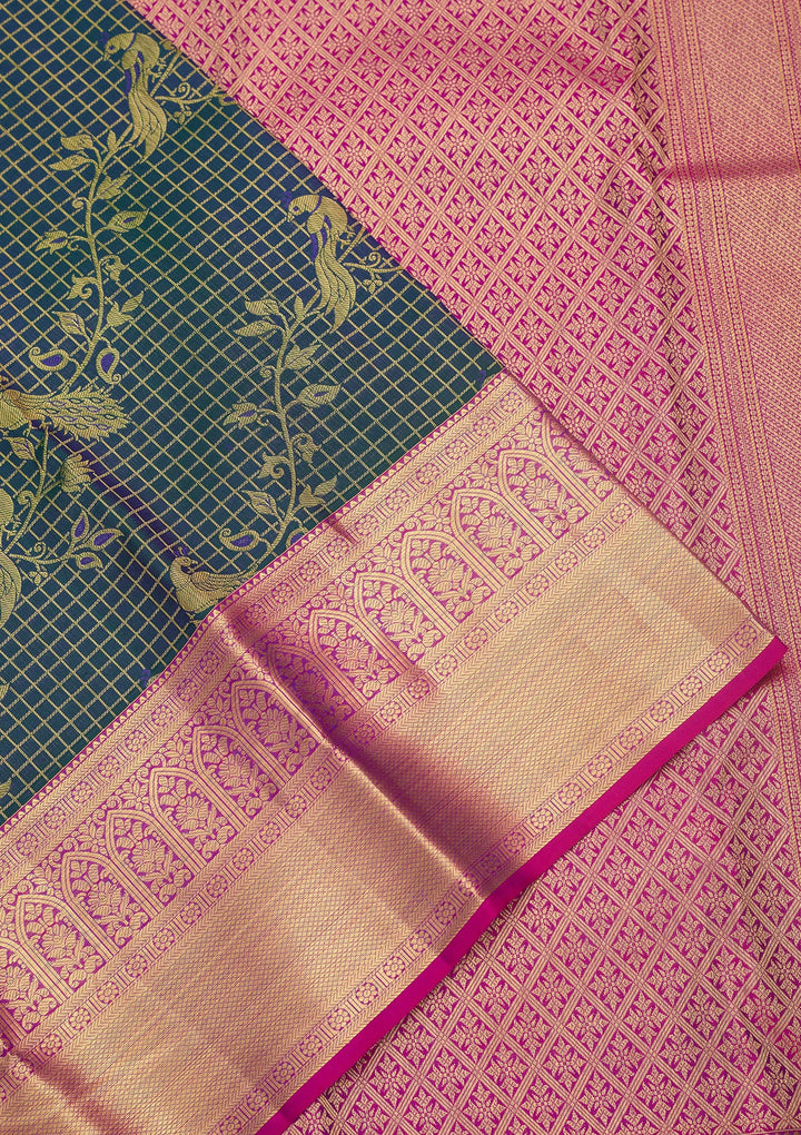 Peacock Blue Dharmavaram Pure Silk Saree