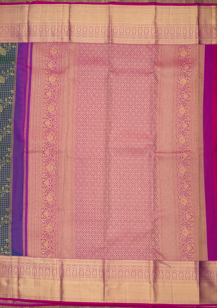 Peacock Blue Dharmavaram Pure Silk Saree