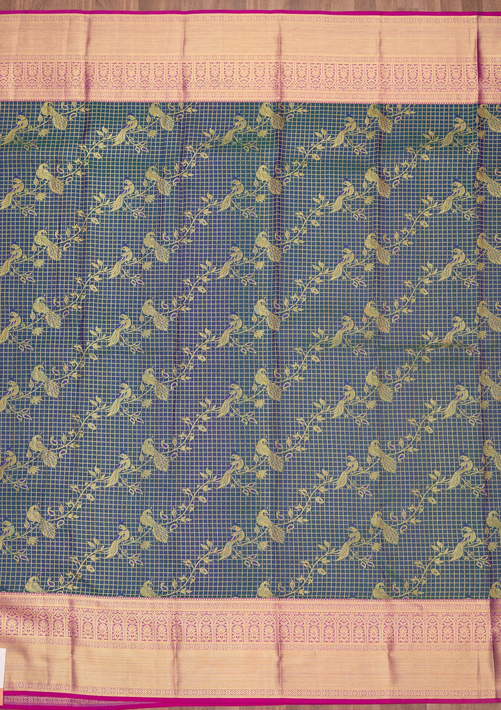 Peacock Blue Dharmavaram Pure Silk Saree