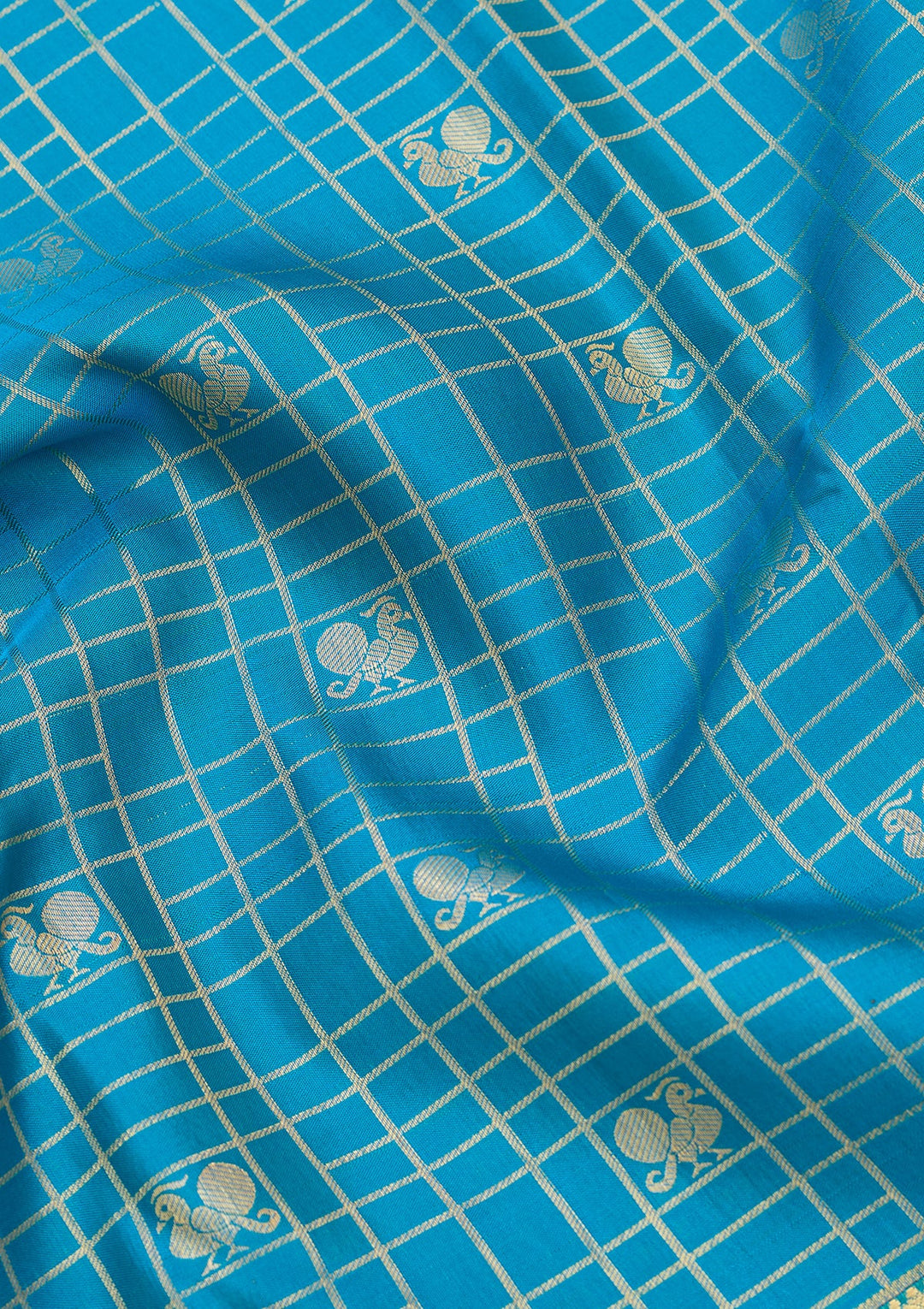 Turquoise Blue Dharmavaram Pure Silk Saree