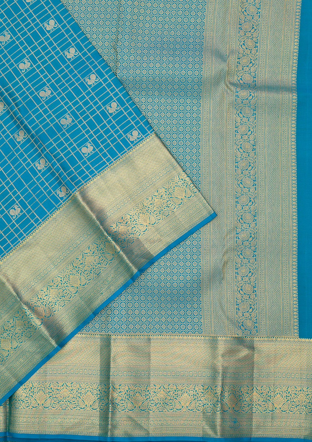 Turquoise Blue Dharmavaram Pure Silk Saree