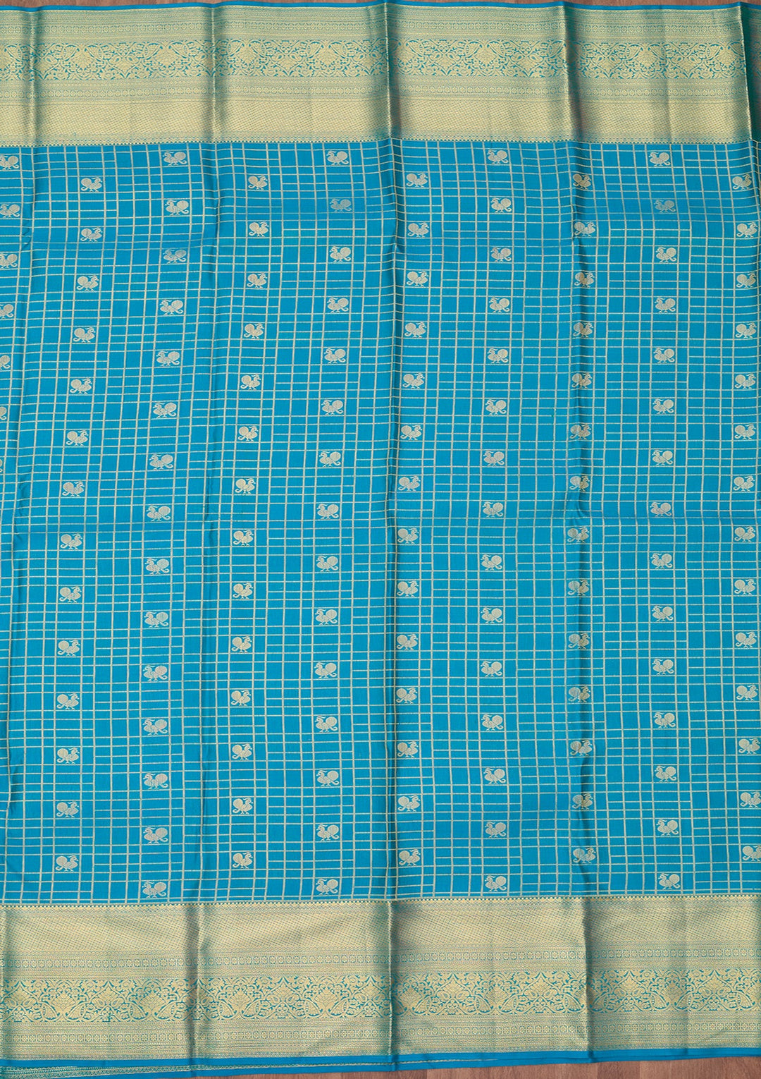 Turquoise Blue Dharmavaram Pure Silk Saree