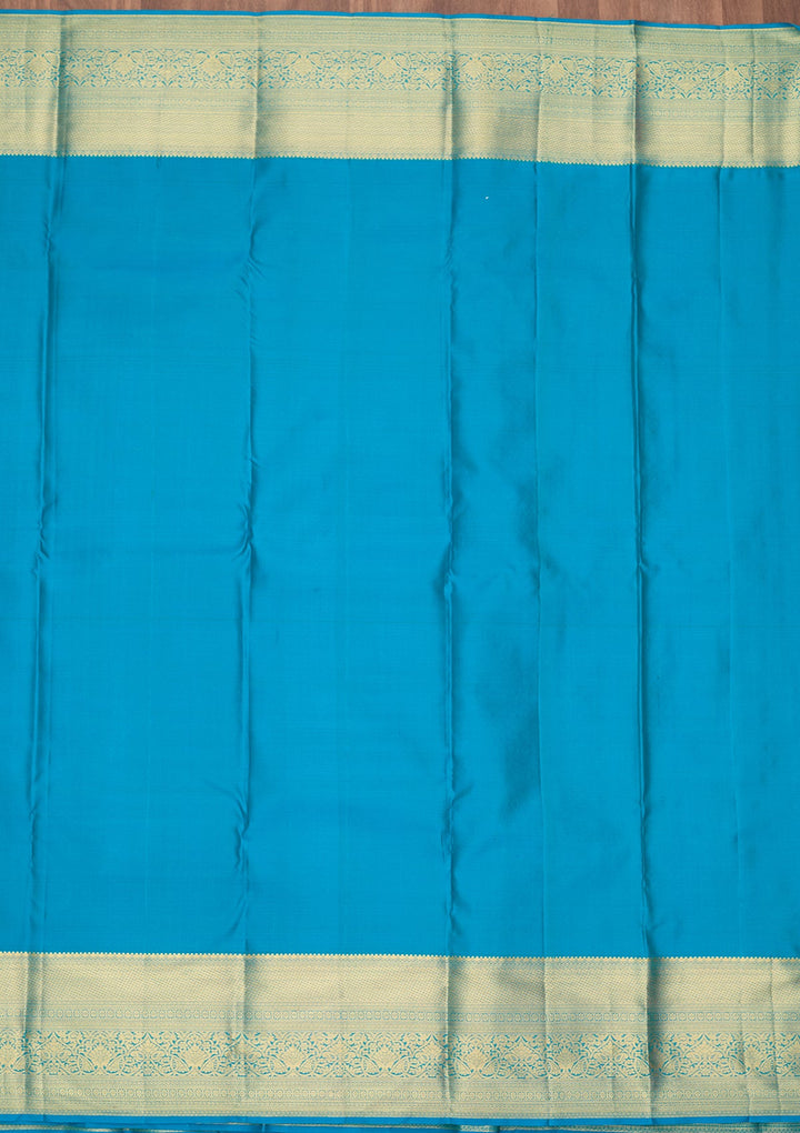 Turquoise Blue Dharmavaram Pure Silk Saree