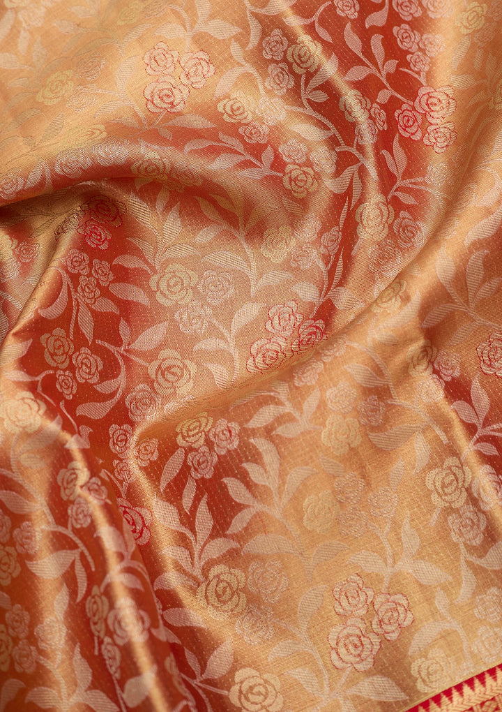 Peach Dharmavaram Pure Silk Saree