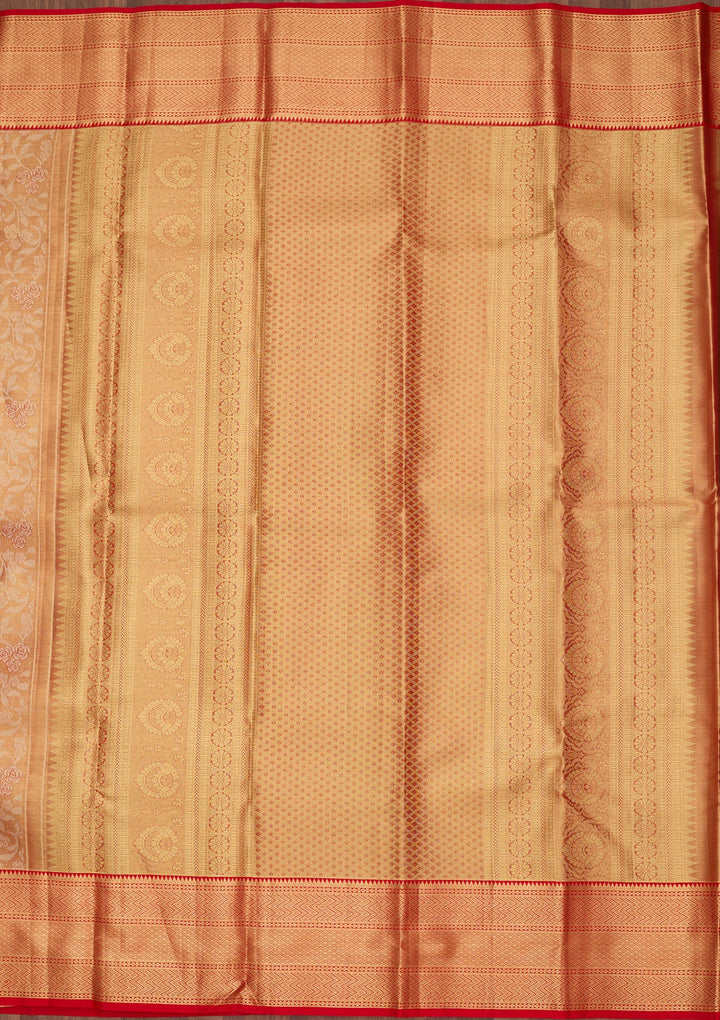Peach Dharmavaram Pure Silk Saree