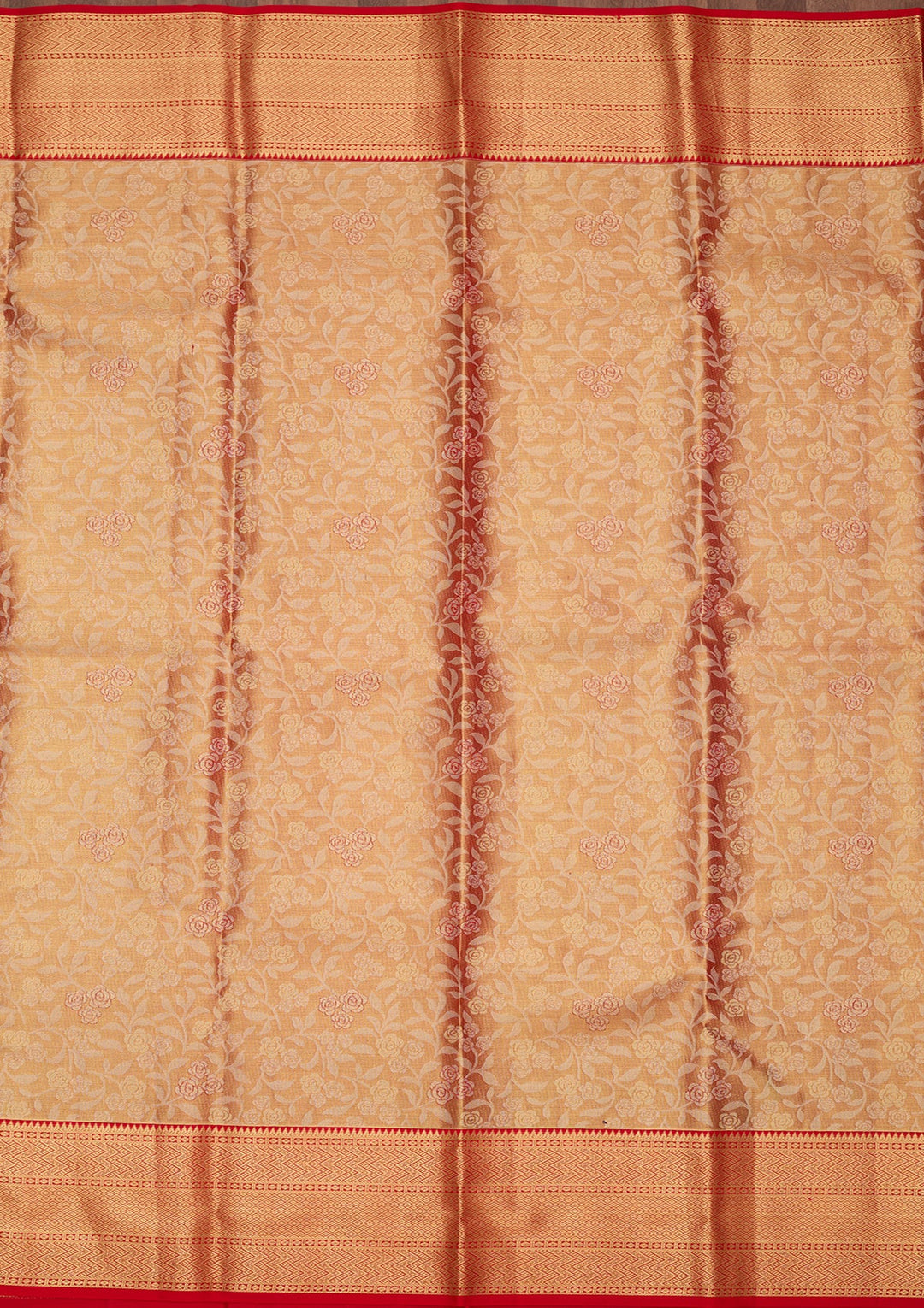Peach Dharmavaram Pure Silk Saree