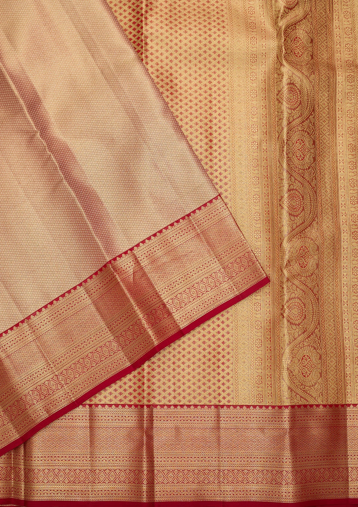 Peach Dharmavaram Pure Silk Saree