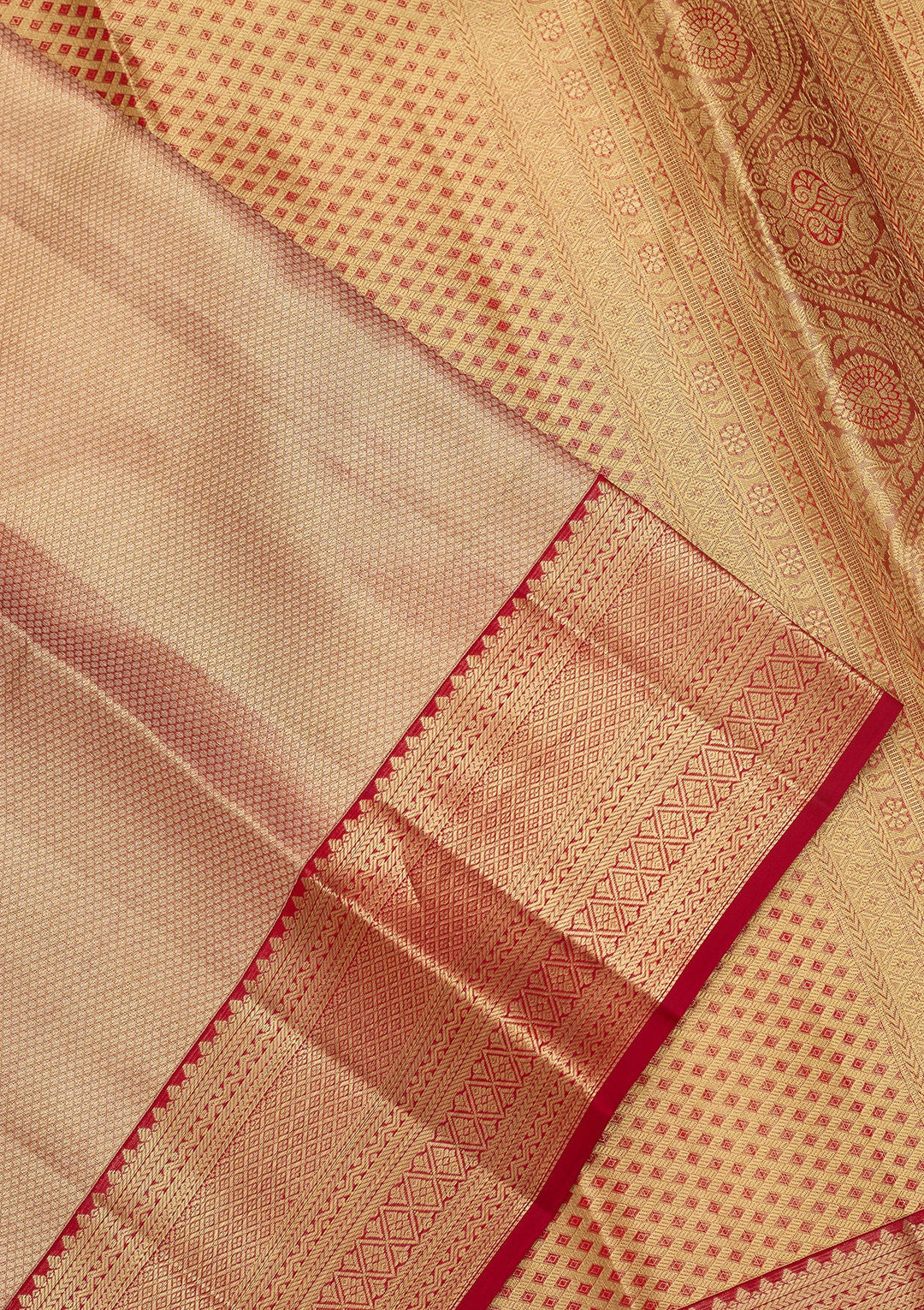 Peach Dharmavaram Pure Silk Saree