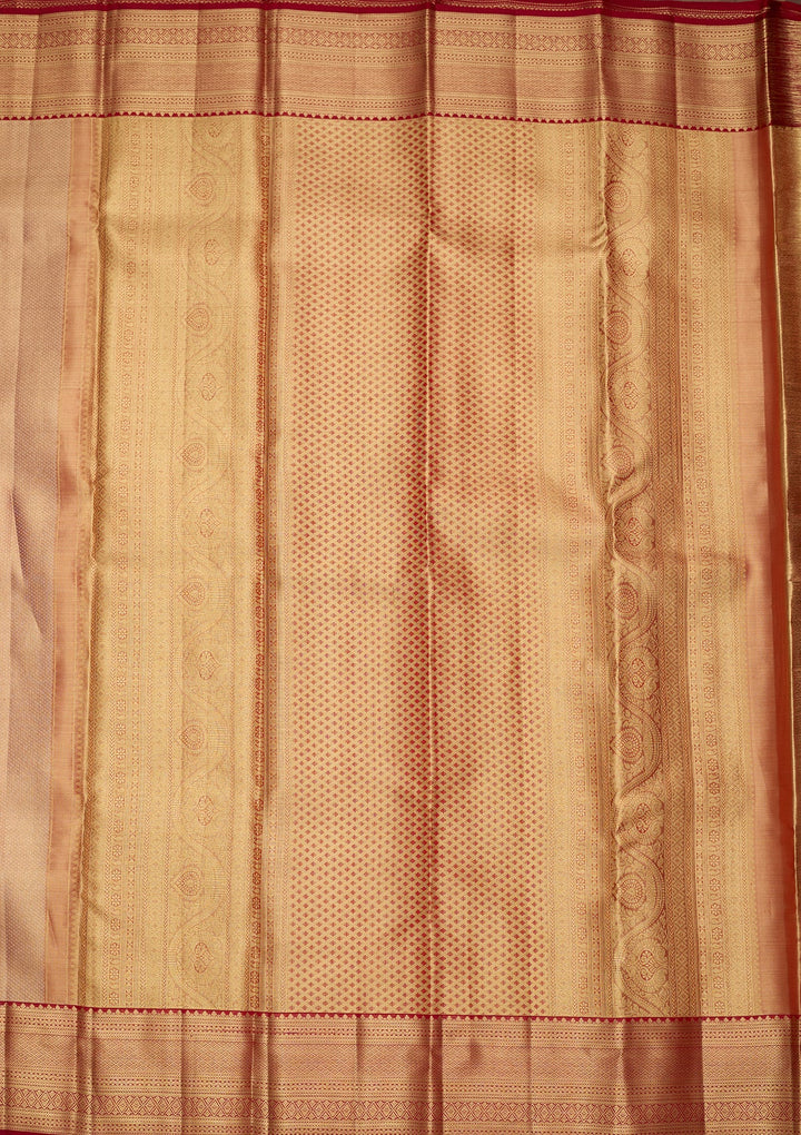 Peach Dharmavaram Pure Silk Saree