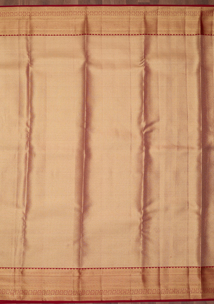 Peach Dharmavaram Pure Silk Saree