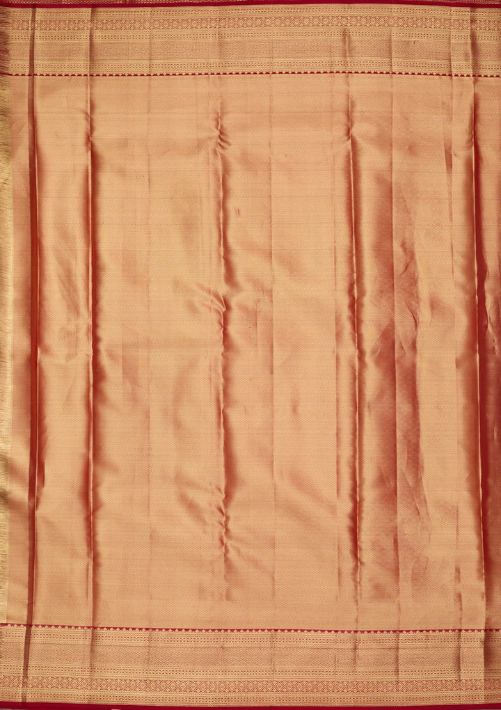 Peach Dharmavaram Pure Silk Saree