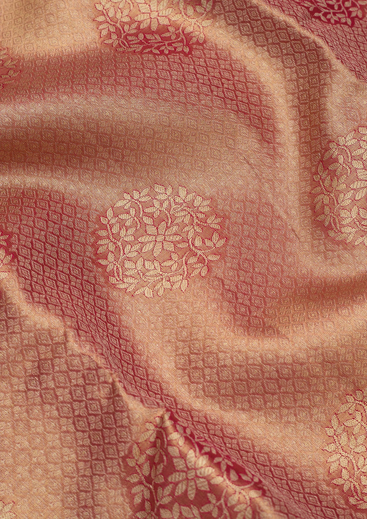 Peach Dharmavaram Pure Silk Saree