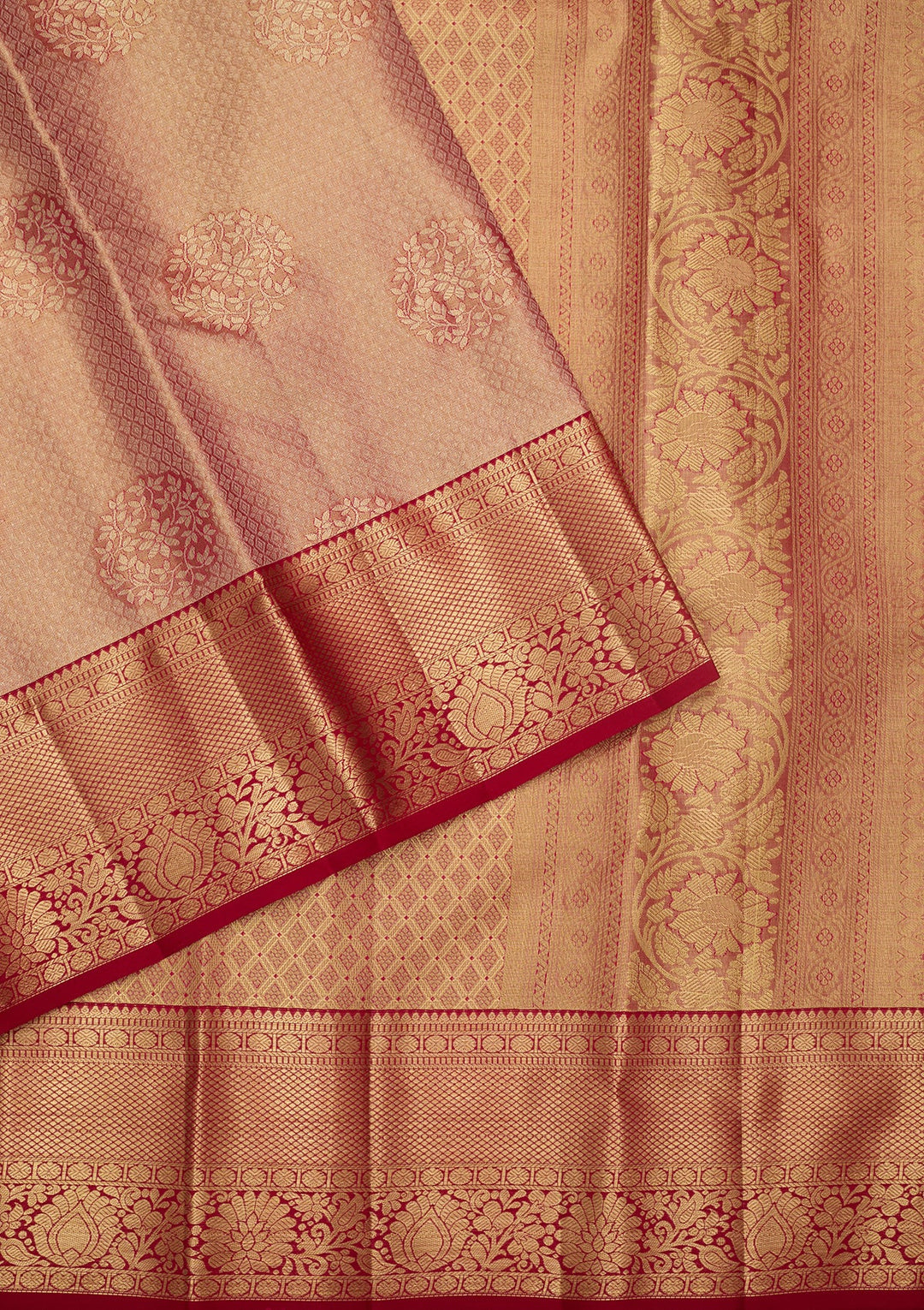 Peach Dharmavaram Pure Silk Saree