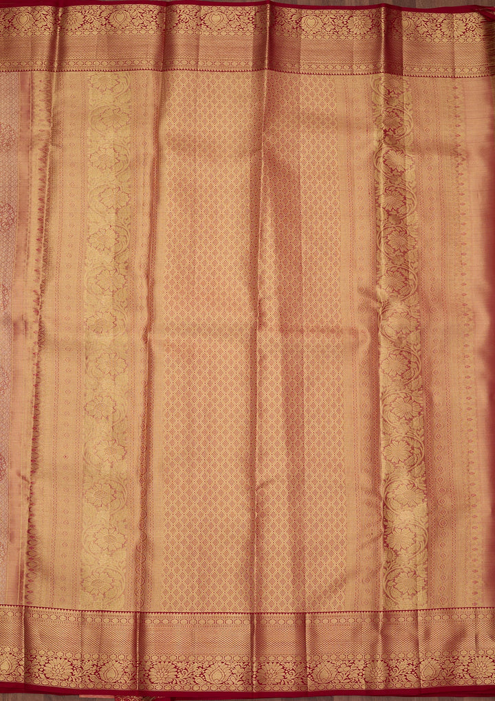 Peach Dharmavaram Pure Silk Saree