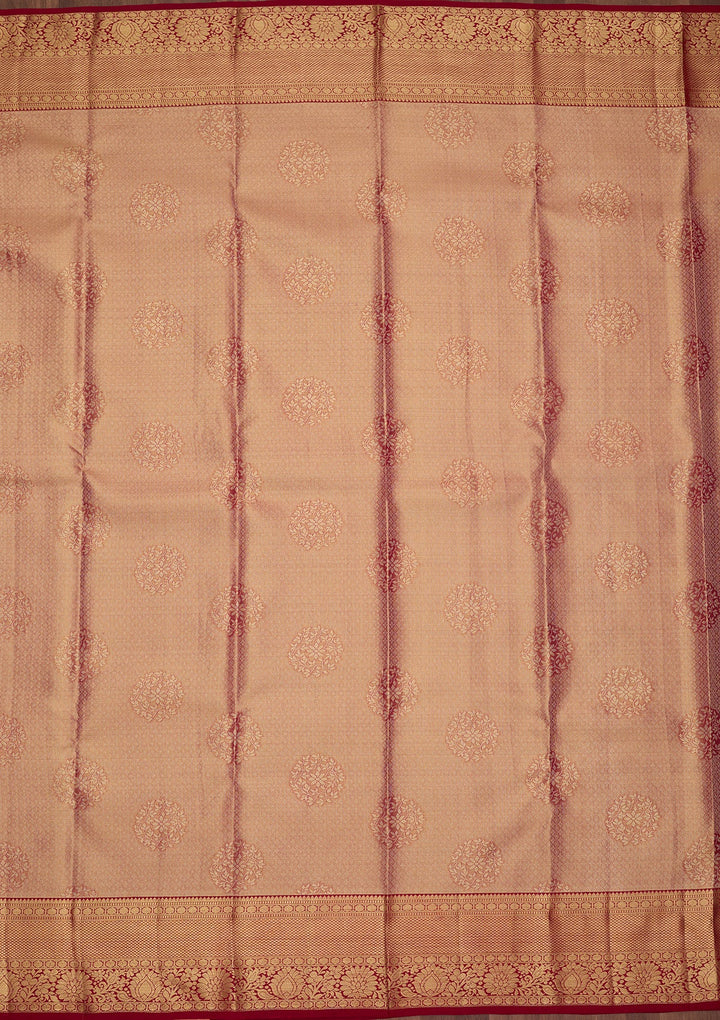 Peach Dharmavaram Pure Silk Saree