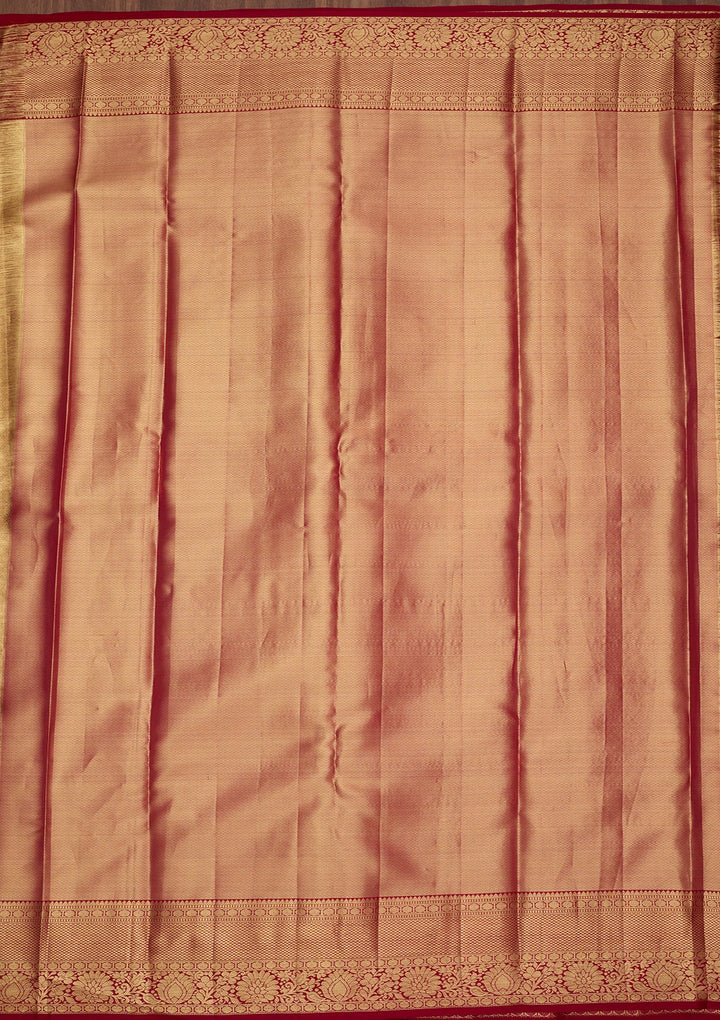 Peach Dharmavaram Pure Silk Saree