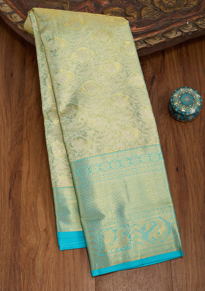 Sea Green Dharmavaram Pure Silk Saree