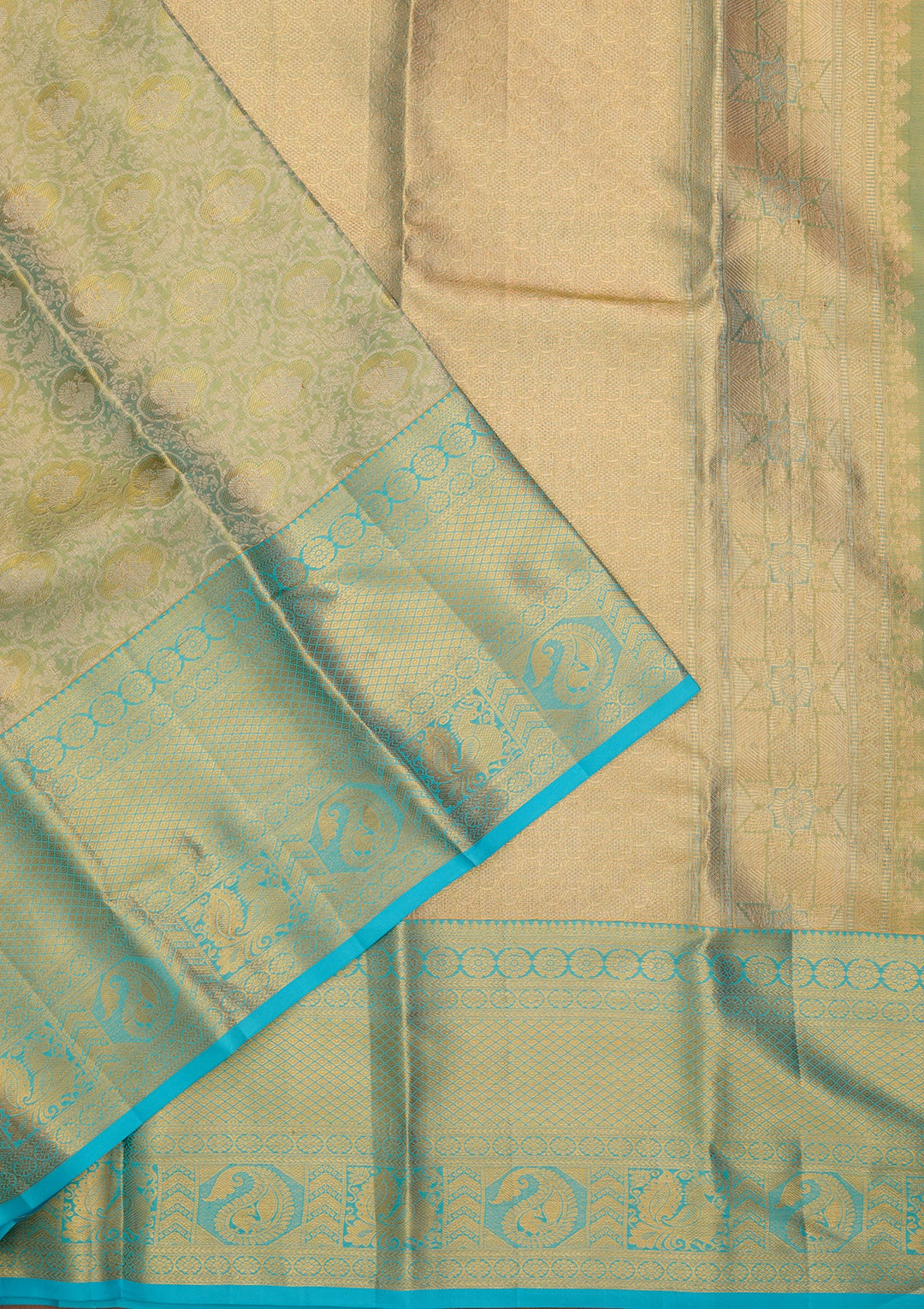 Sea Green Dharmavaram Pure Silk Saree