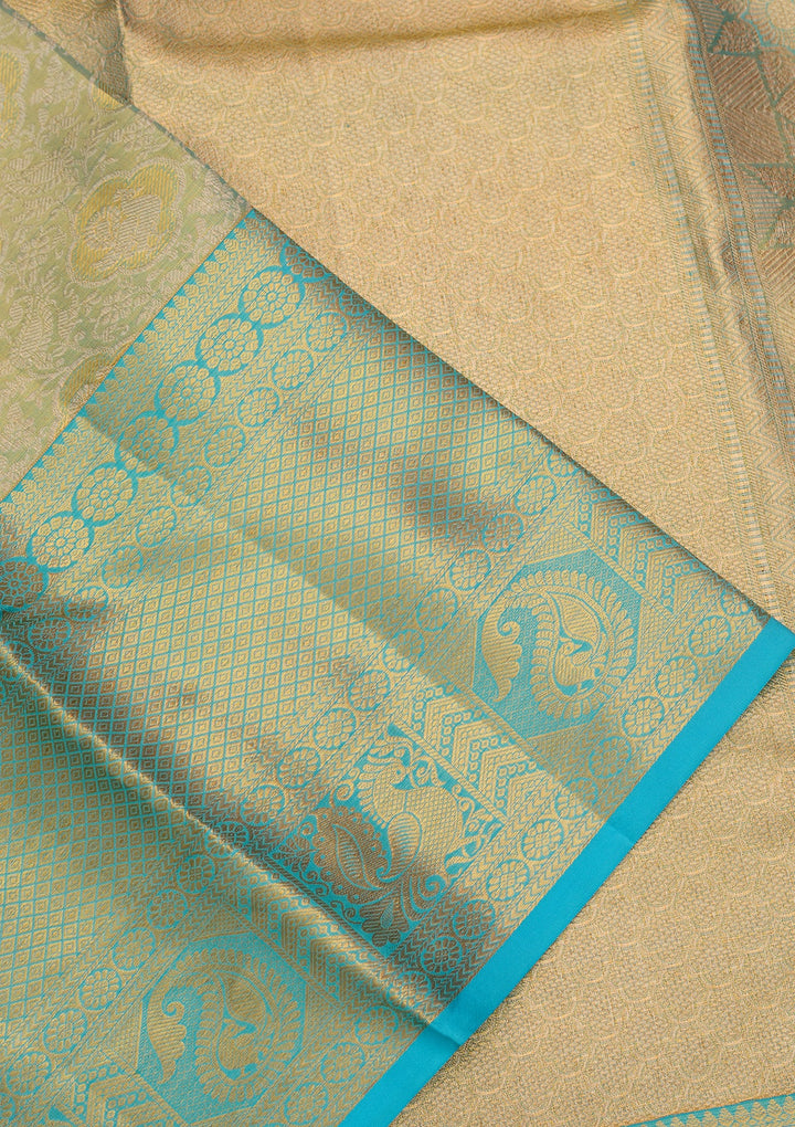 Sea Green Dharmavaram Pure Silk Saree