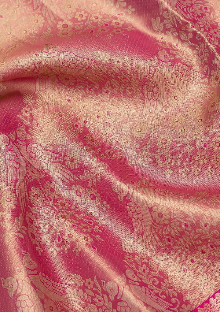 Pink Dharmavaram Pure Silk Saree