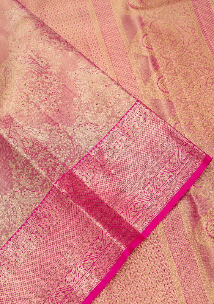 Pink Dharmavaram Pure Silk Saree