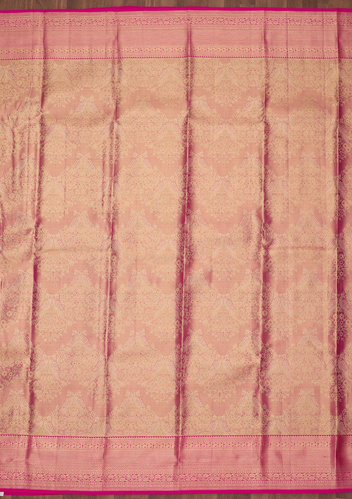 Pink Dharmavaram Pure Silk Saree