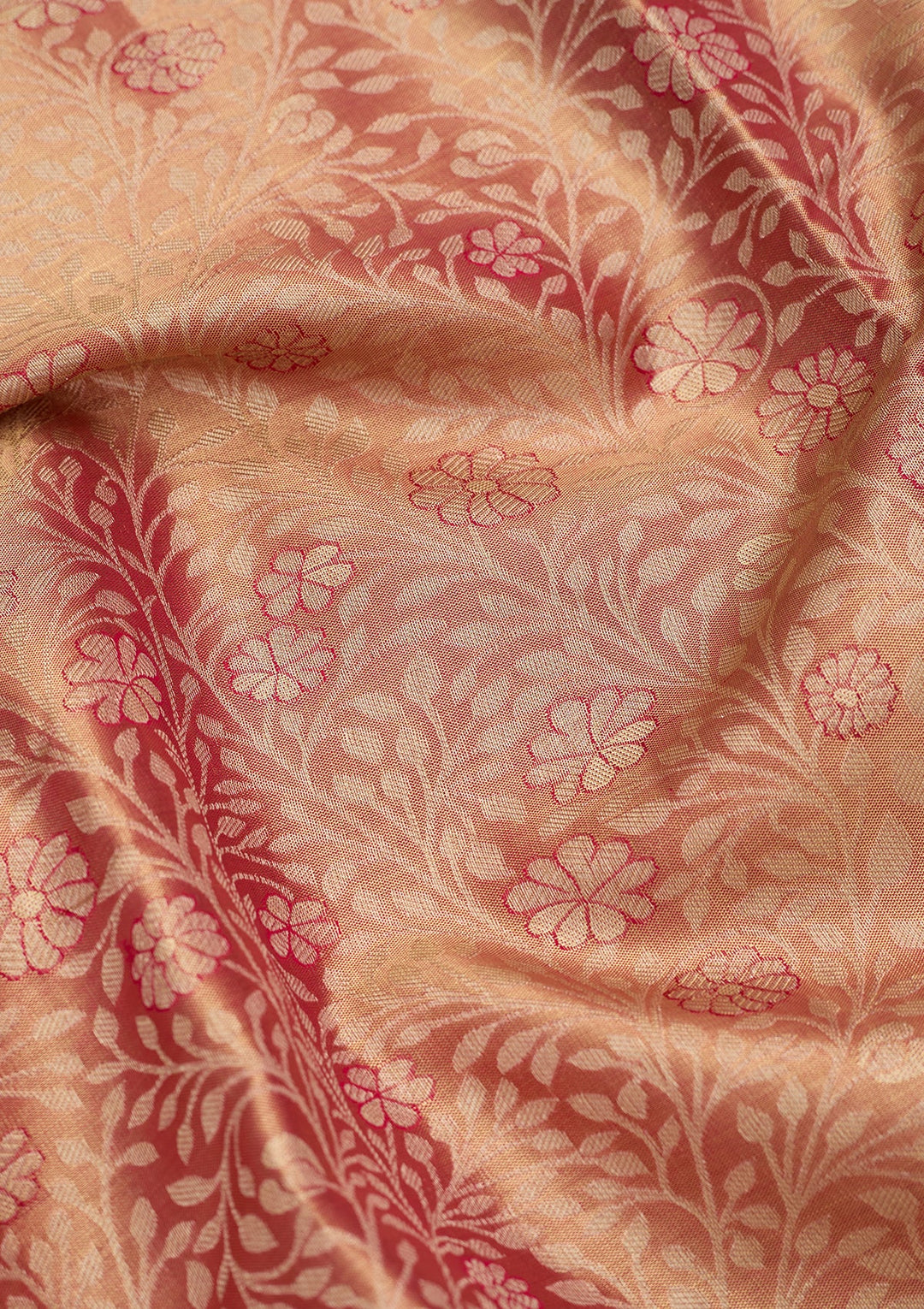 Peach Dharmavaram Pure Silk Saree
