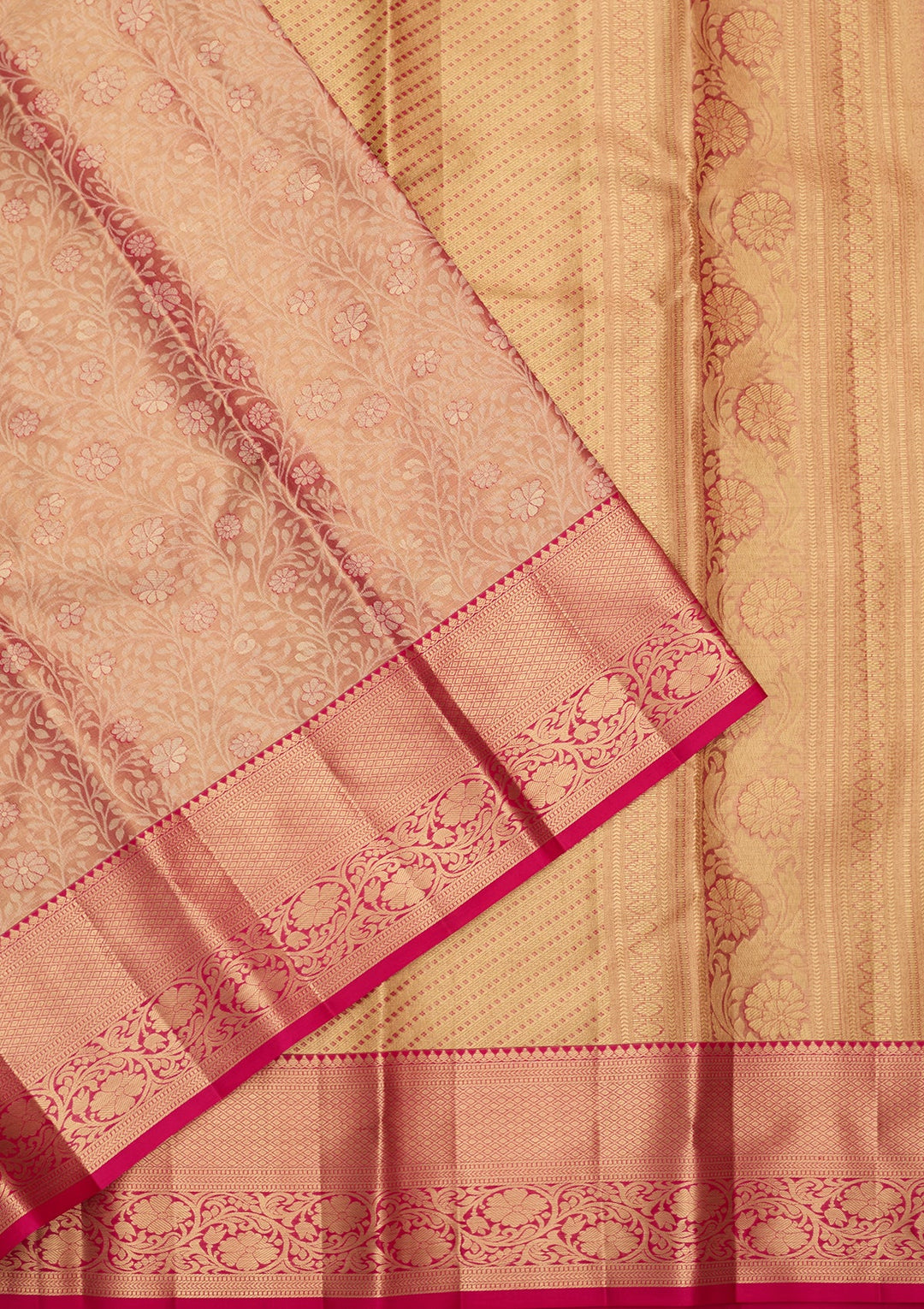Peach Dharmavaram Pure Silk Saree