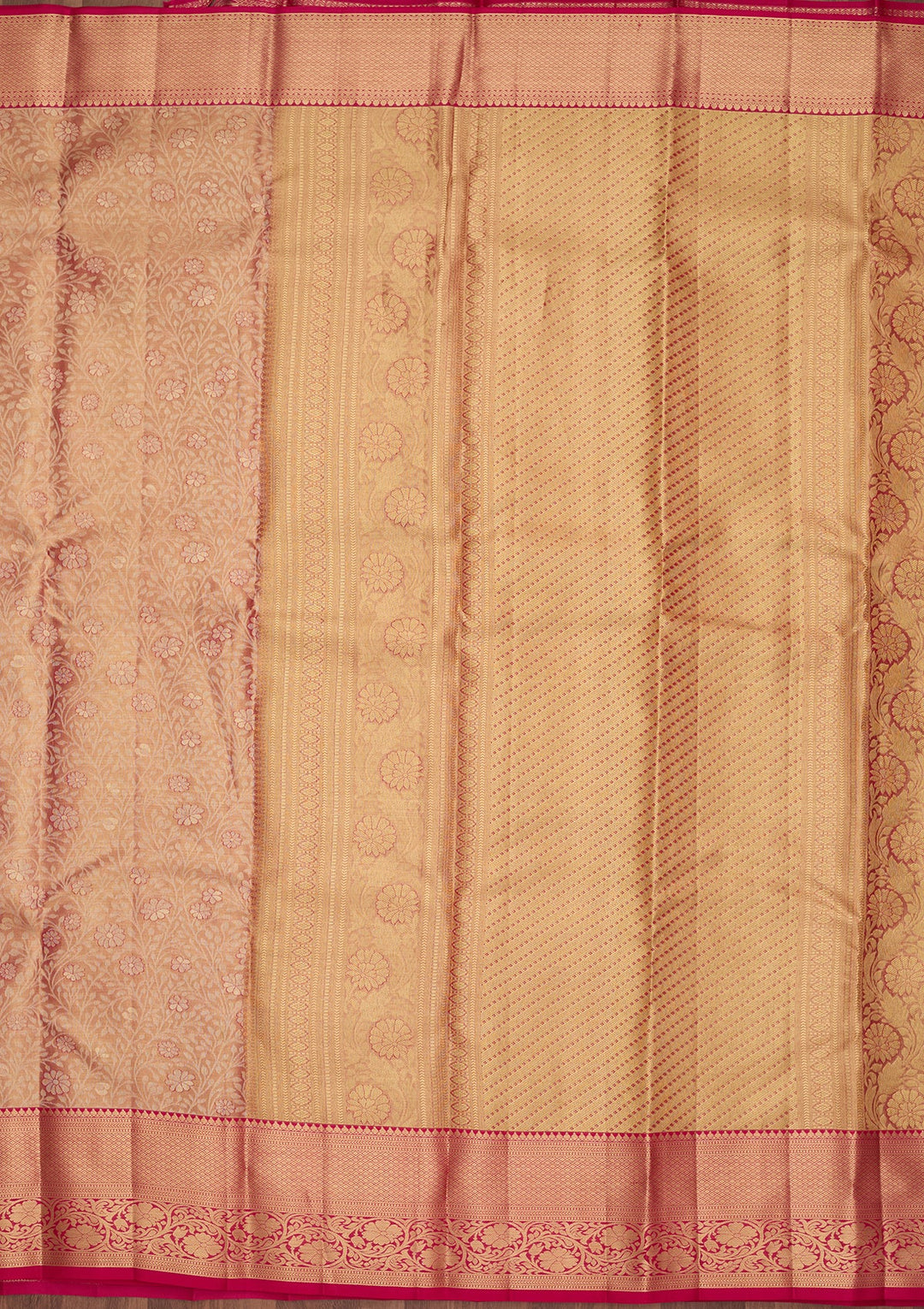 Peach Dharmavaram Pure Silk Saree