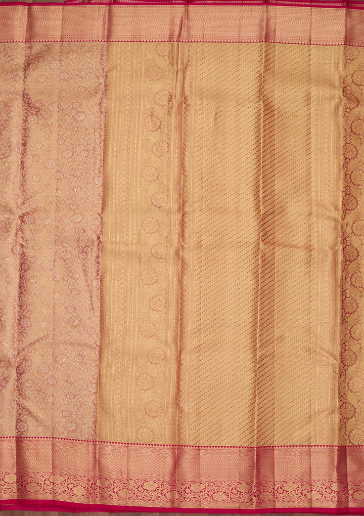 Peach Dharmavaram Pure Silk Saree