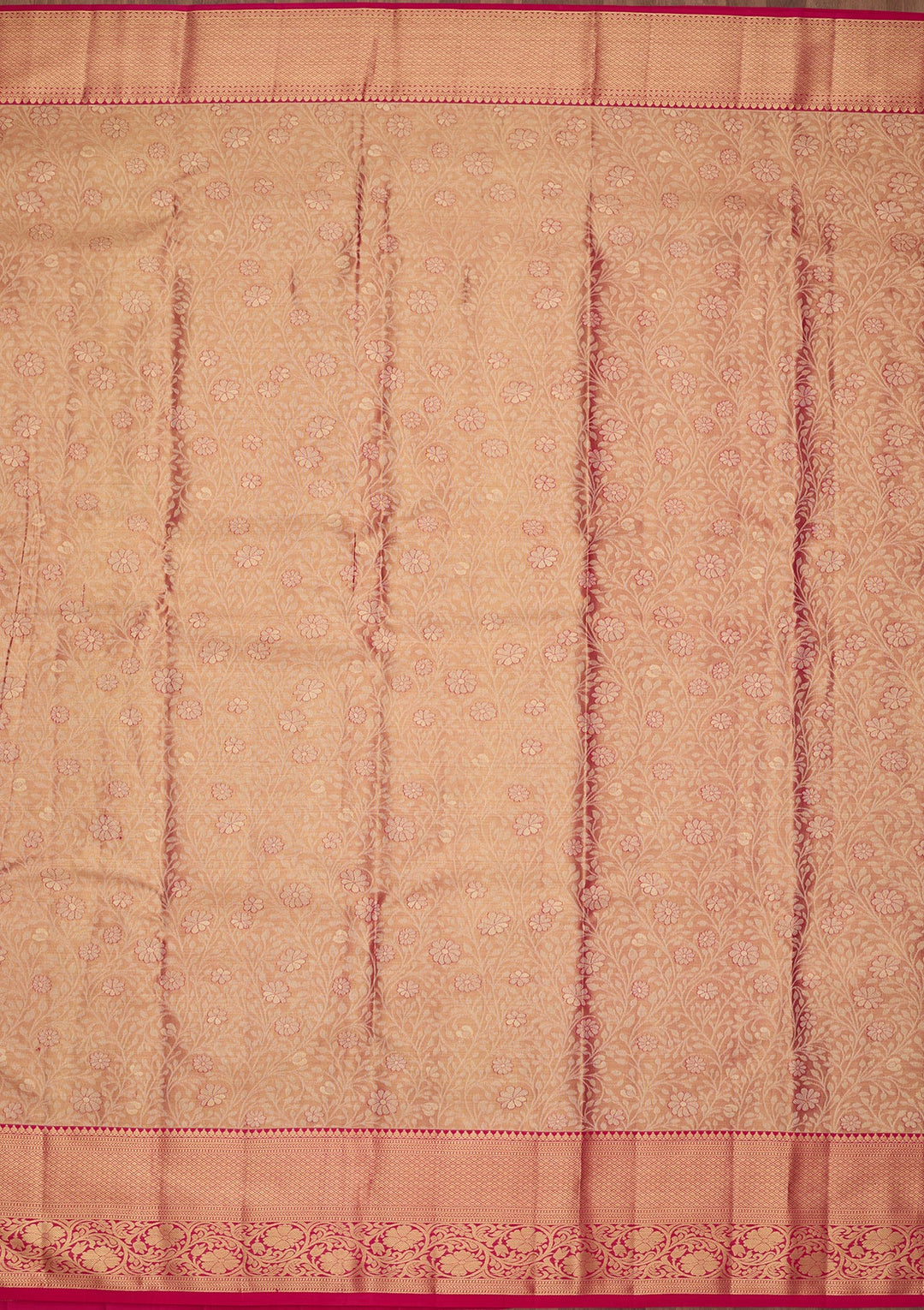 Peach Dharmavaram Pure Silk Saree
