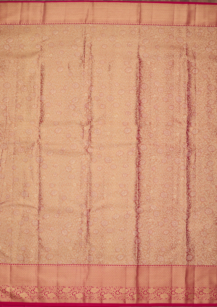 Peach Dharmavaram Pure Silk Saree