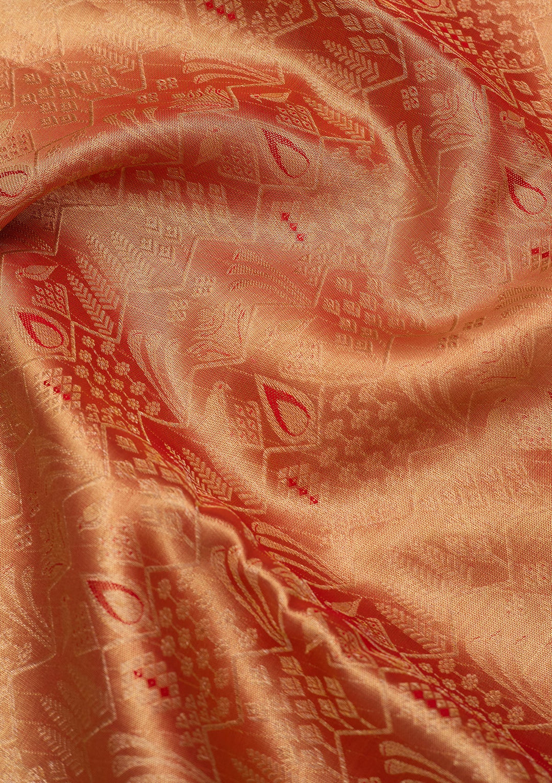 Peach Dharmavaram Pure Silk Saree