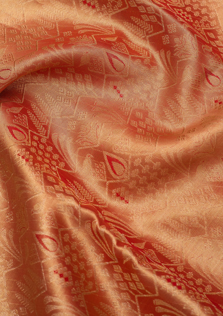 Peach Dharmavaram Pure Silk Saree