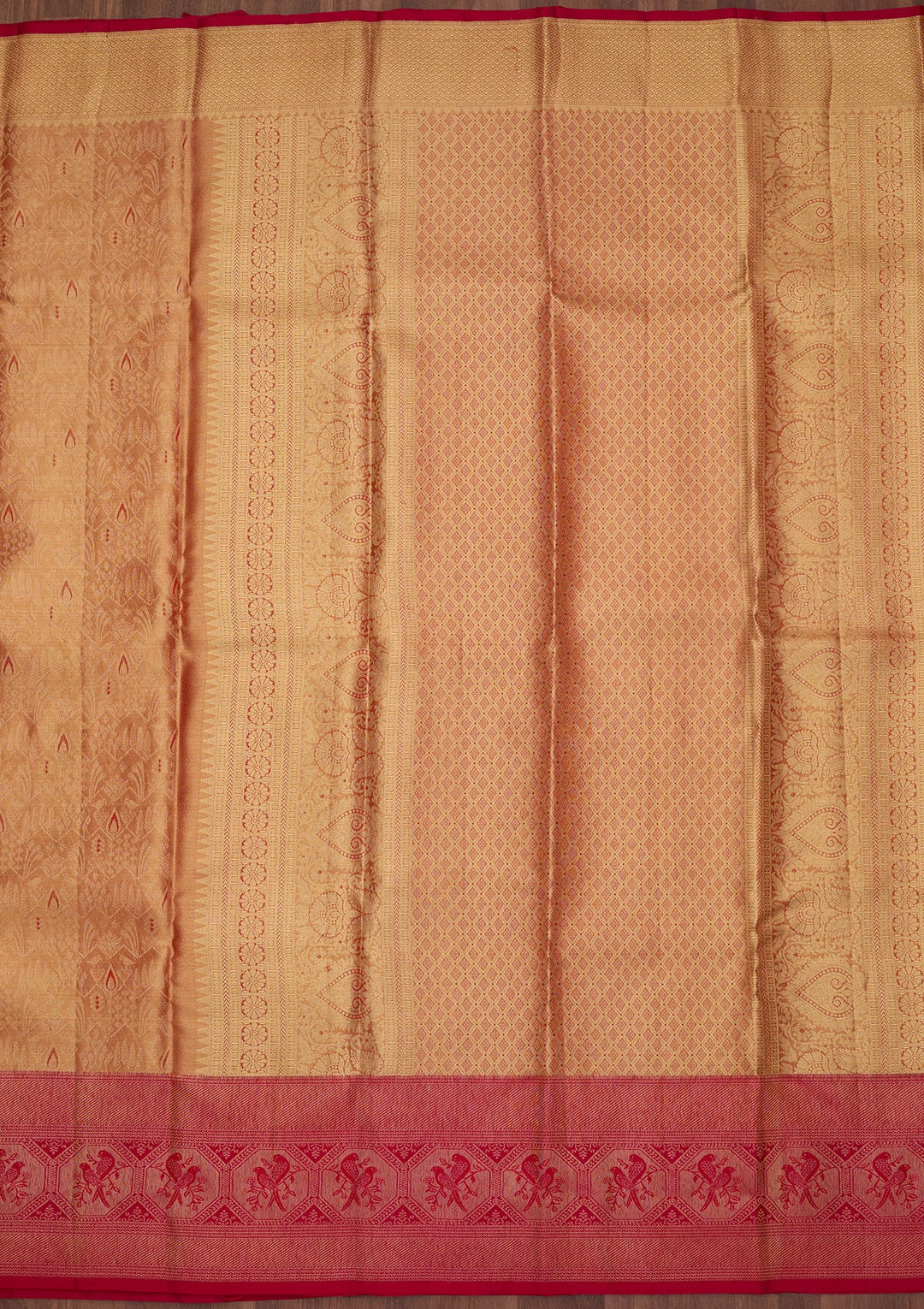Peach Dharmavaram Pure Silk Saree